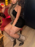 Faux Fur Mini Dress