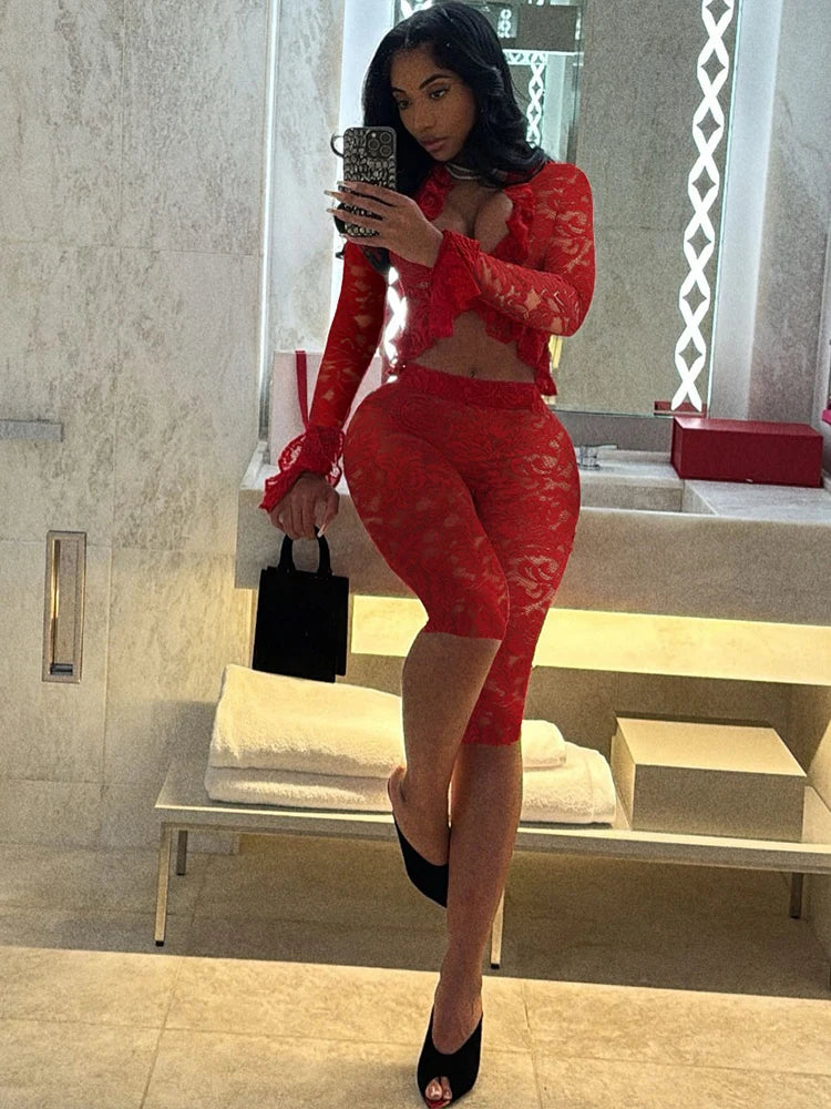 Lace Two Piece Capri Set