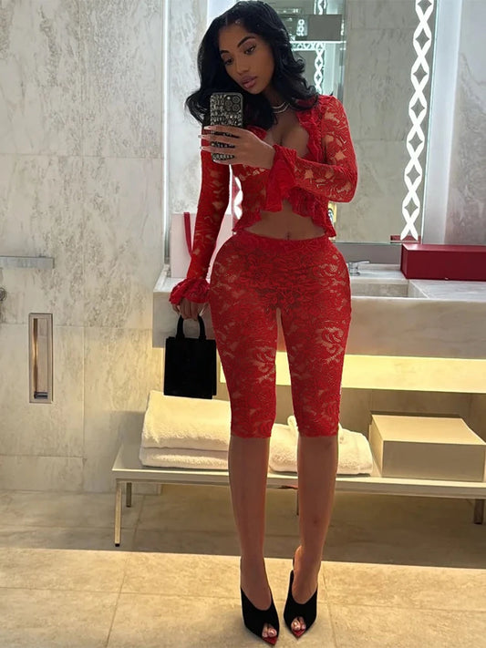 Lace Two Piece Capri Set